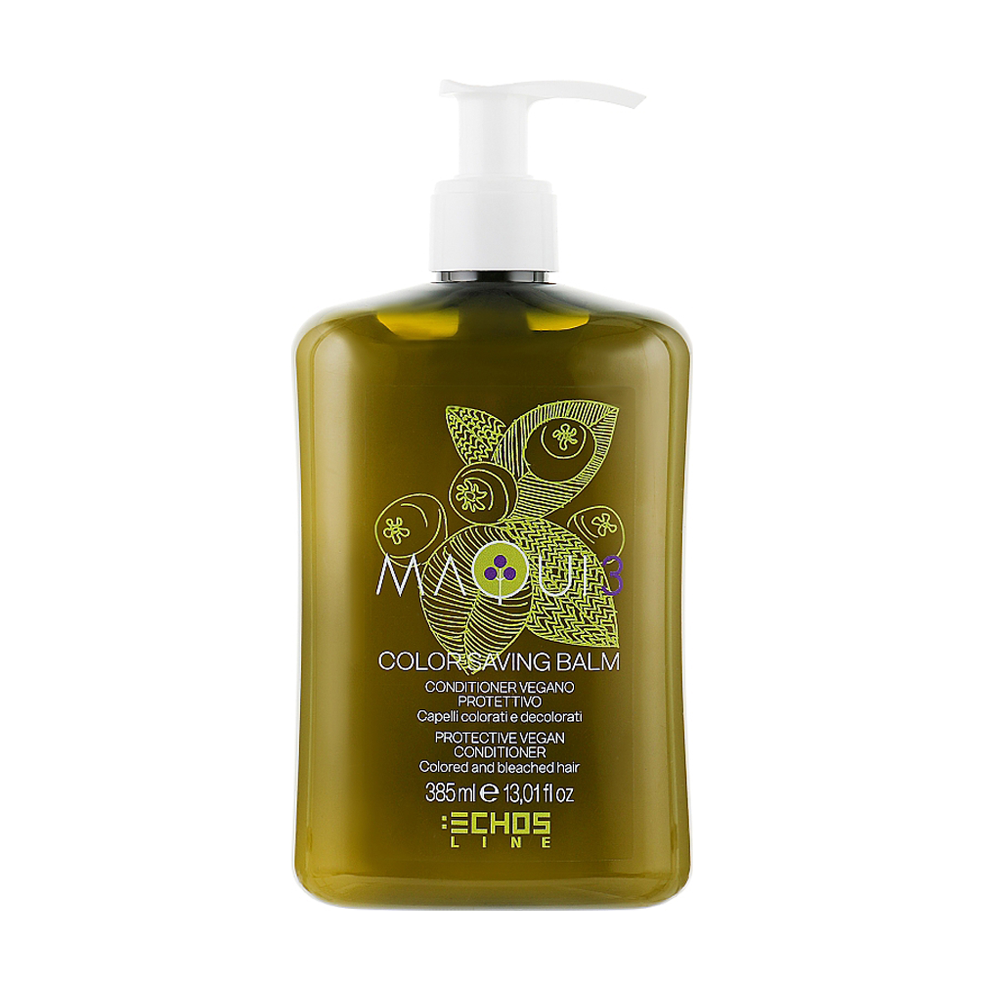 Захисний кондиціонер Echosline Maqui 3 Color Saving Balm Protective Vegan Conditioner для фарбованого та освітленого волосся, 385 мл